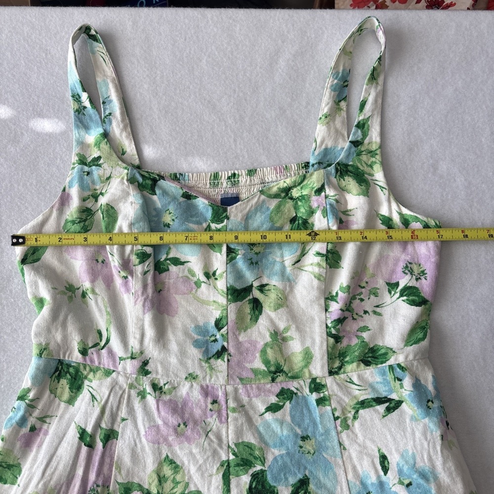 Old Navy Linen Blend Fit & Flare Floral Midi Dress Size M Cottagecore Pockets - Picture 7 of 11